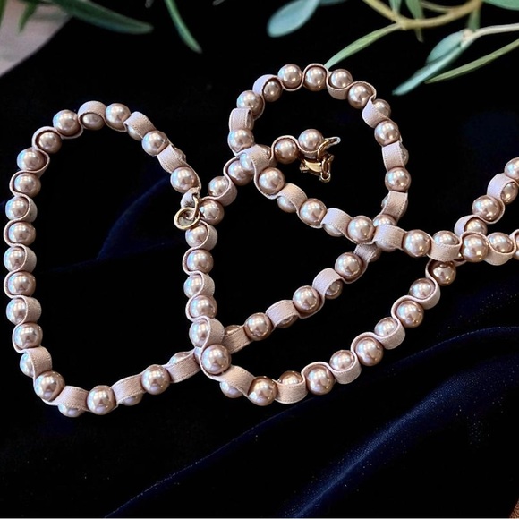 Vintage Ara Rose Gold Faux Pearl Necklace and Ribbon 40” - Picture 3 of 17